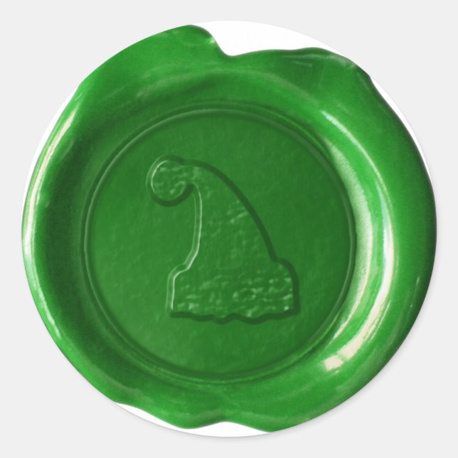 Sticker Rond Sceau de cire Faux - Vert - SANTA HAT (Devant)