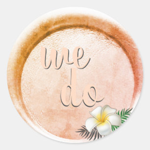 Sticker Rond *~* Sceau de cire floral bronze pêche Mariage