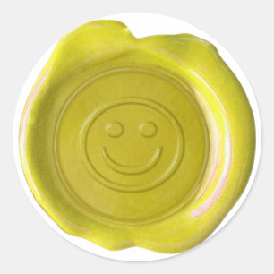 Sticker Rond Sceau de cire - Jaune - Face -