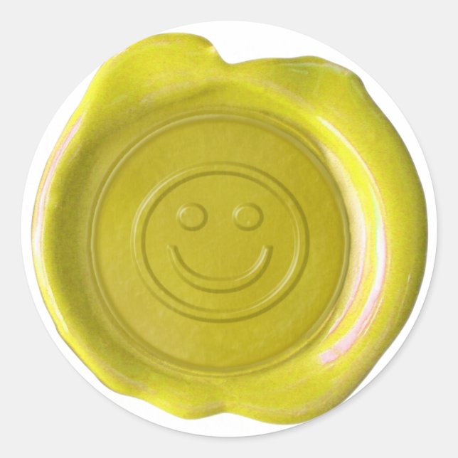 Sticker Rond Sceau de cire - Jaune - Face - (Devant)