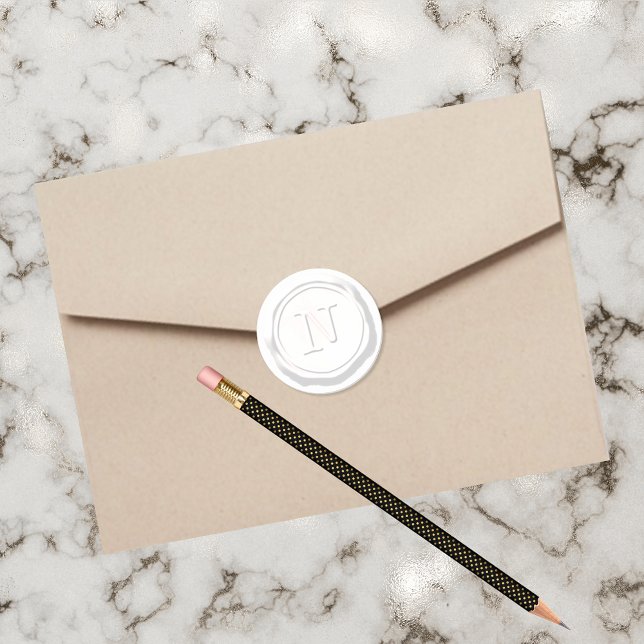 Sticker Rond Sceau de cire Monogramme blanc N initial (Créateur téléchargé)