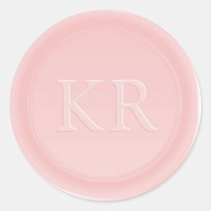 Sticker Rond Sceau de cire monogramme rose