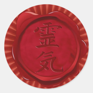 Sticker Rond sceau de cire - REIKI fleur rouge