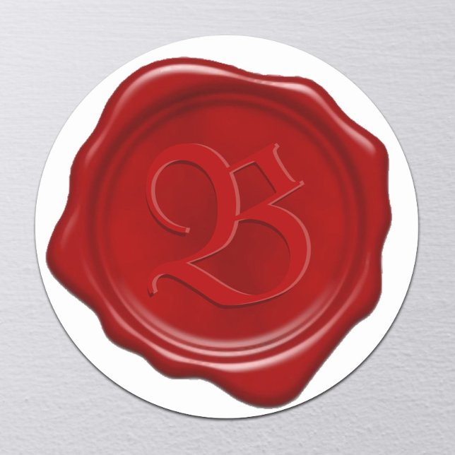 Sticker Rond Sceau de cire rouge monogramme personnalisé (Créateur téléchargé)