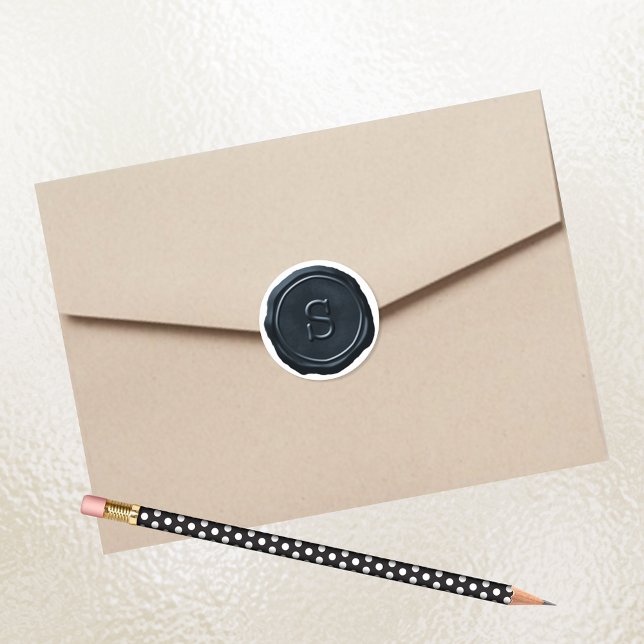 Sticker Rond Sceau de cire Silver Blue Monogramme S initial (Créateur téléchargé)