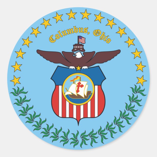 Sticker Rond Sceau de Columbus, Ohio (Devant)