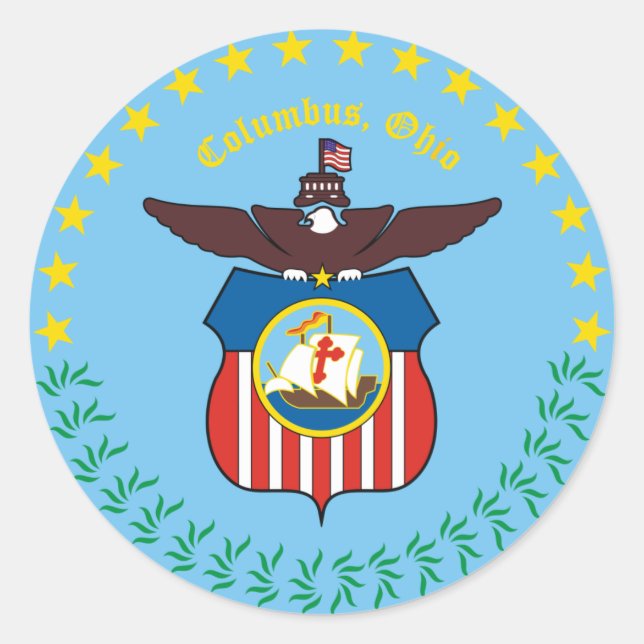 Sticker Rond Sceau de Columbus, Ohio (Devant)