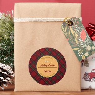 Sticker Rond Sceau de don de friandises maison plaid rustique