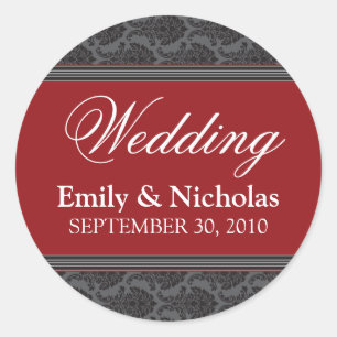 Sticker Rond Sceau de Faire-part de mariage de canneberge vinta