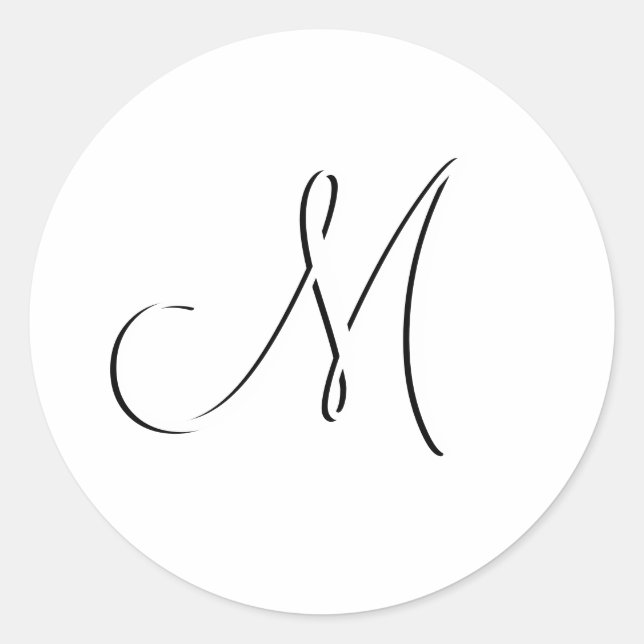 Sticker Rond Sceau de Faire-part de mariage Monogramme M blanc (Devant)