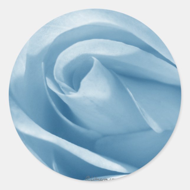 Sticker Rond Sceau de Faire-part de mariage Rose bleu (Devant)