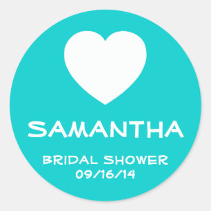 Sticker Rond Sceau de faveur de cœur bleu et blanc des Caraïbes