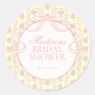 Sticker Rond Sceau de Fête de Mariage Floral Fancy Vintage Jaun