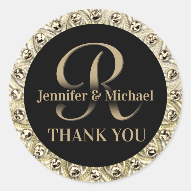 Sticker Rond Sceau de glam Merci en or (Devant)