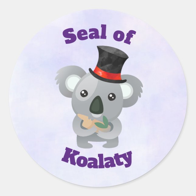 Sticker Rond Sceau de Koalaty avec l'ours de Koala mignon (Devant)