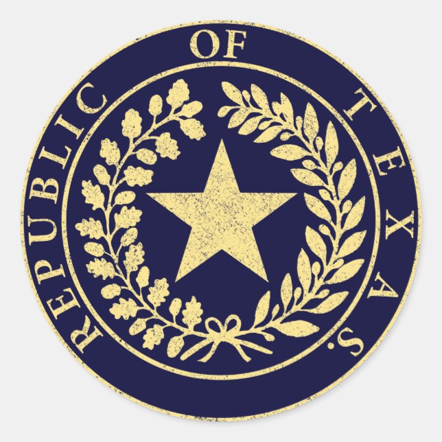 Sticker Rond Sceau de la République du Texas (Devant)