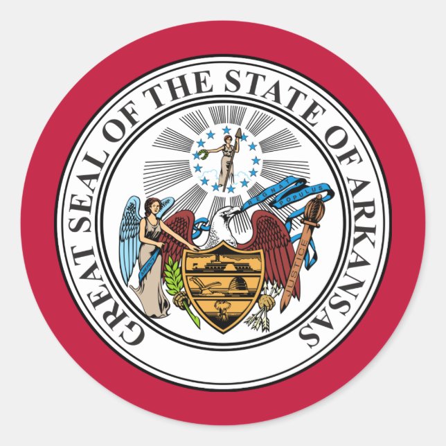 Sticker Rond Sceau de l'Arkansan, Arkansas (Devant)