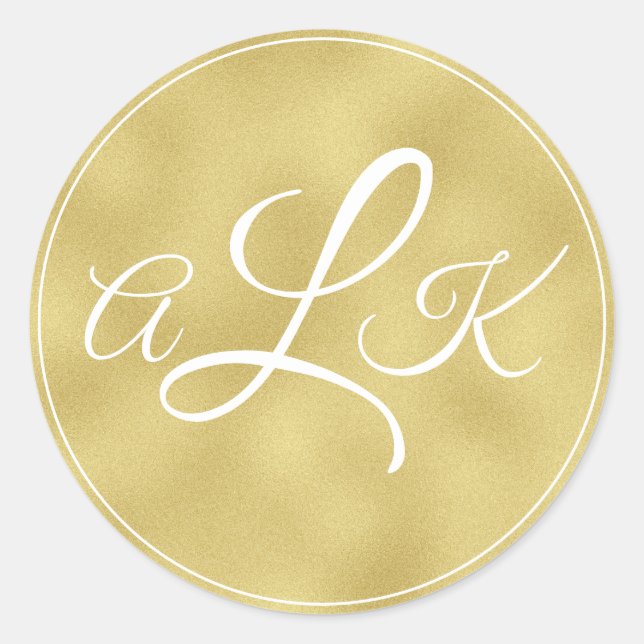 Sticker Rond Sceau de l'autocollant Monogram Gold (Devant)