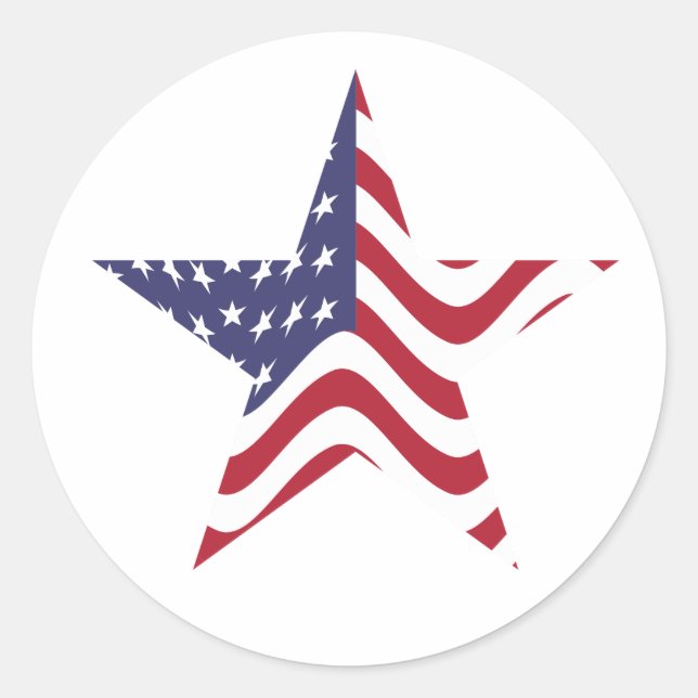 Sticker Rond Sceau de l'autocollant rouge blanc et bleu étoile  (Devant)