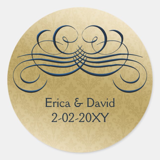 Sticker Rond sceau de l'enveloppe "bleu marine" (Devant)