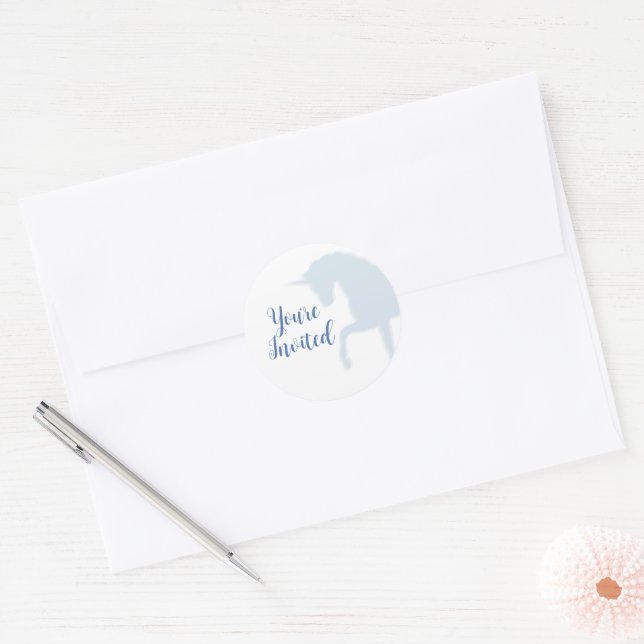 Sticker Rond Sceau de l'enveloppe de licorne bleue (Enveloppe)