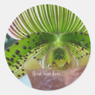Sticker Rond Sceau de l'enveloppe de l'orchidée verte à rayures