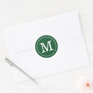 Sticker Rond Sceau de l'enveloppe de monogramme personnalisé Hu