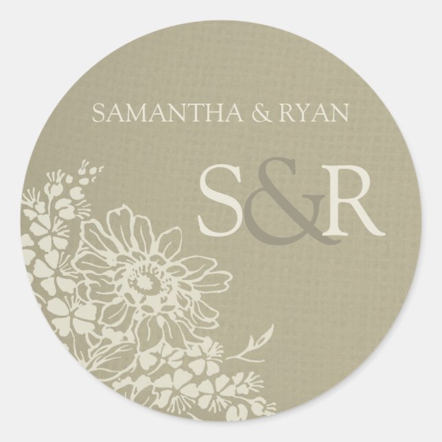 Sticker Rond Sceau de l'enveloppe de monogramme vintage (Devant)