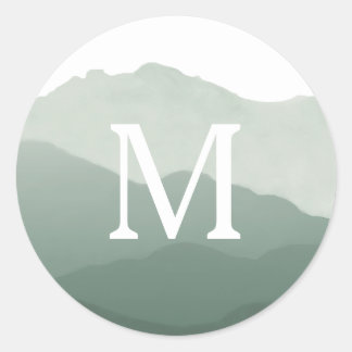 Sticker Rond Sceau de l'enveloppe du monogramme de montagne
