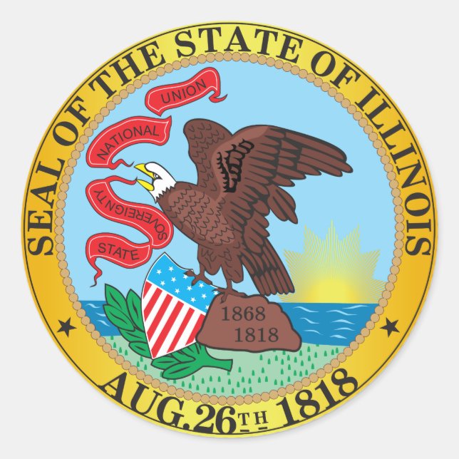 Sticker Rond Sceau de l'État de l'Illinois (Devant)