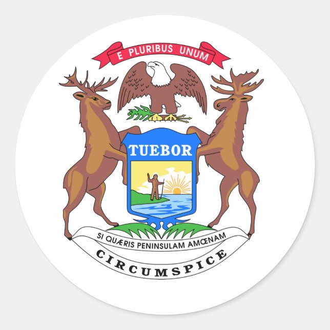 Sticker Rond Sceau de l'État du Michigan (Devant)