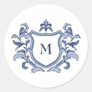 Sticker Rond Sceau de lettre de mariage à monogramme à armoirie