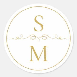 Sticker Rond Sceau de lettre élégant avec monogramme pour maria