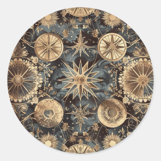 Sticker Rond Sceau de lettre personnalisée de la boussole vinta