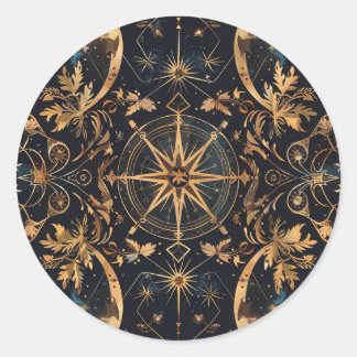 Sticker Rond Sceau de lettre personnalisée du graphique en étoi