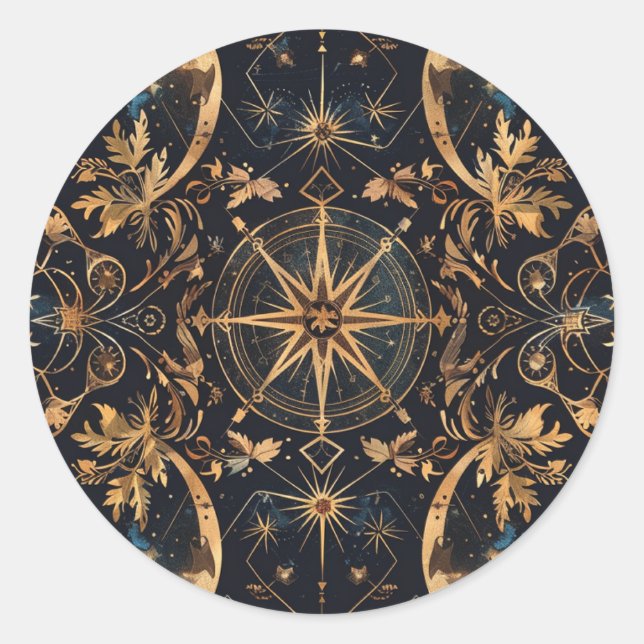 Sticker Rond Sceau de lettre personnalisée du graphique en étoi (Devant)