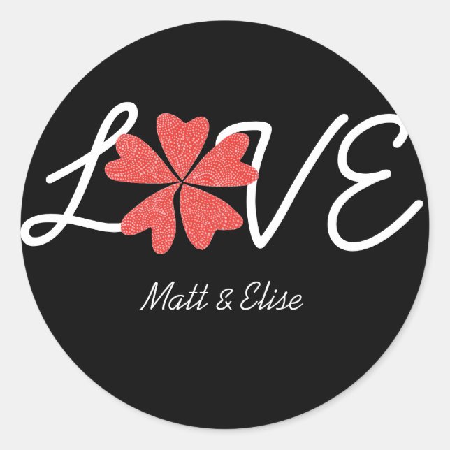 Sticker Rond Sceau de mariage Amour en fleurs (Devant)