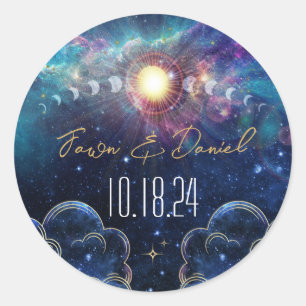 Sticker Rond Sceau de mariage de phase lunaire céleste