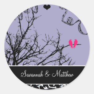 Sticker Rond Sceau de mariage d'oiseaux vintage - choisir la co