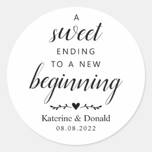 Sticker Rond Sceau de mariage doux écriture blanche