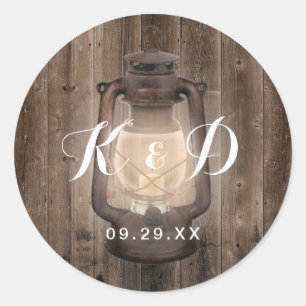 Sticker Rond Sceau de Mariage en bois de grenier rustique vinta
