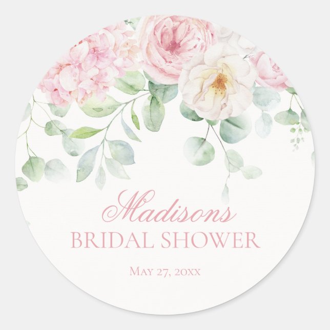 Sticker Rond Sceau de mariage floral rose pour invitation de fê (Devant)