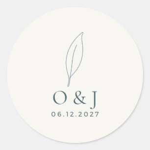 Sticker Rond Sceau de mariage minimaliste Olive Branch