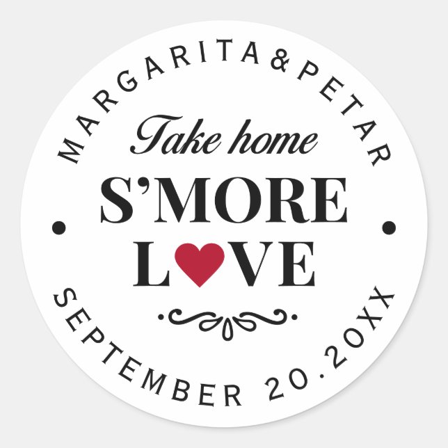 Sticker Rond Sceau de mariage Sweet White S'more Love (Devant)