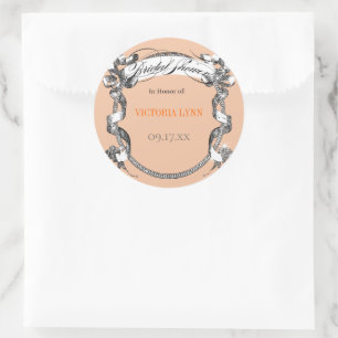 Sticker Rond Sceau de mariage vintage Living Coral pour la douc