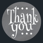 Sticker Rond Sceau de Merci de tableau de bord rustique<br><div class="desc">Un tableau rustique vous remercie les autocollants pour montrer votre appréciation pour toute occasion spéciale,  que ce soit mariage,  douche nuptiale,  baby shower,  fiançailles,  anniversaire,  fête de vacances et plus. Le sceau de remerciement a l'illustration de texte en blanc sur un arrière - plan de tableau noir.</div>