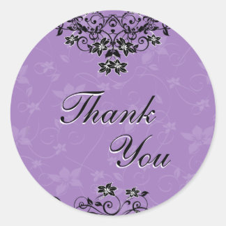 Sticker Rond Sceau de Merci - Lavande Lustre violet Floral