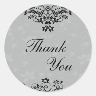 Sticker Rond Sceau de Merci - Lustre gris ardoise Floral