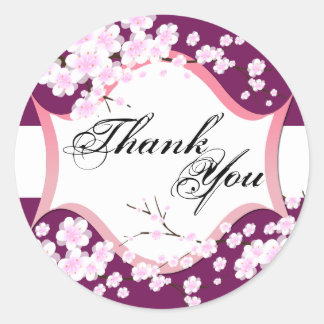 Sticker Rond Sceau de Merci - Sangria & Mariage de fleurs blanc