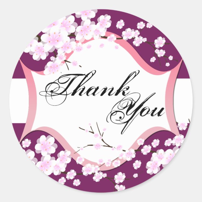 Sticker Rond Sceau de Merci - Sangria & Mariage de fleurs blanc (Devant)